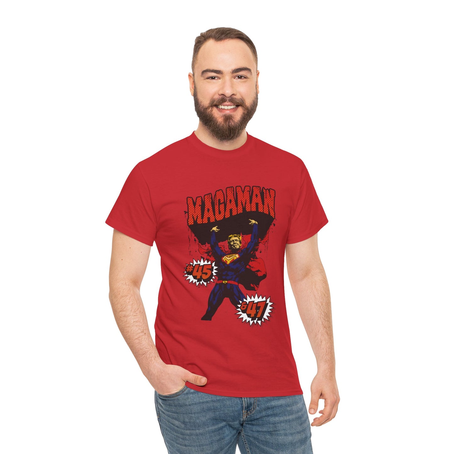 🔥 MagaMan Hero Tee – Stand Strong with 45 & 47! 🇺🇸💪