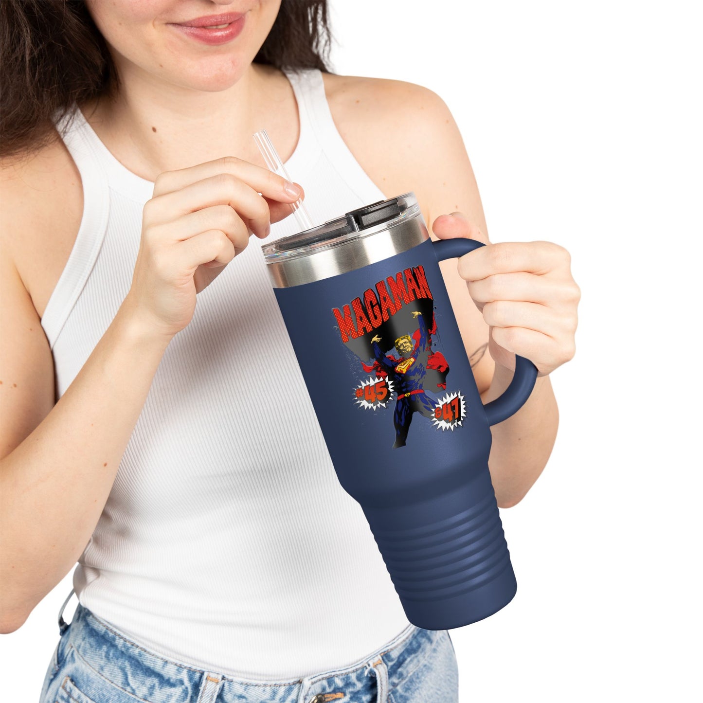 🔥 MagaMan “Best President Ever” 40oz Tumbler – Stay Hydrated, Stay Patriotic! 🇺🇸💪