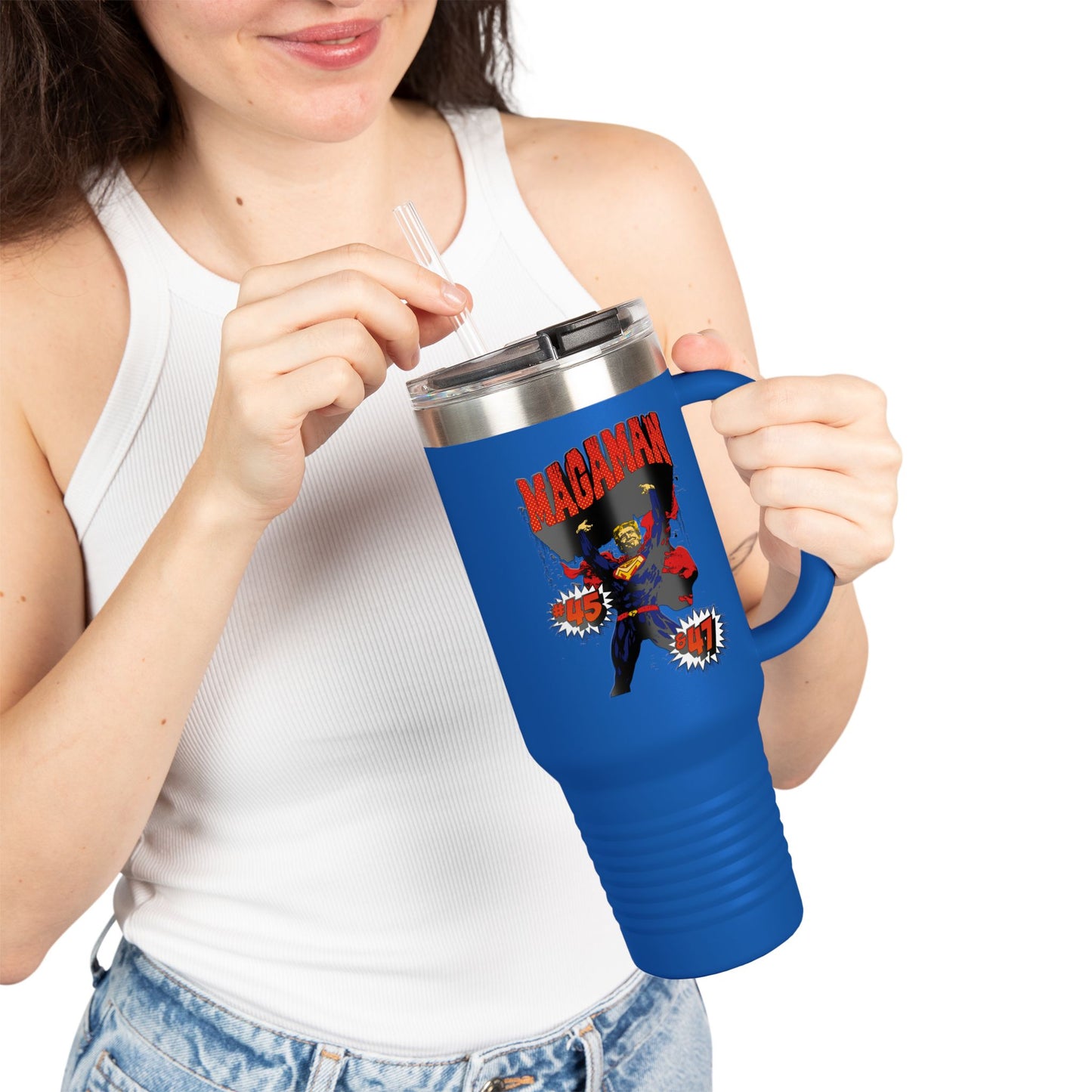 🔥 MagaMan “Best President Ever” 40oz Tumbler – Stay Hydrated, Stay Patriotic! 🇺🇸💪