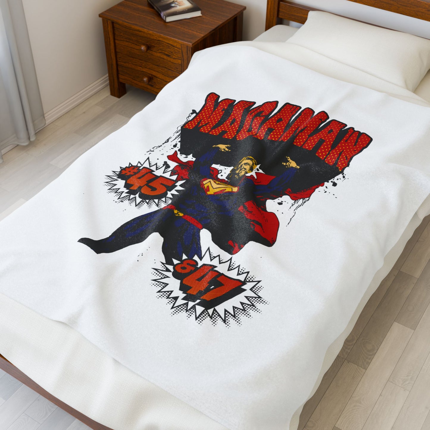 🛌 MagaMan Velveteen Plush Blanket – Cozy Up with 45 & 47! 🇺🇸🔥